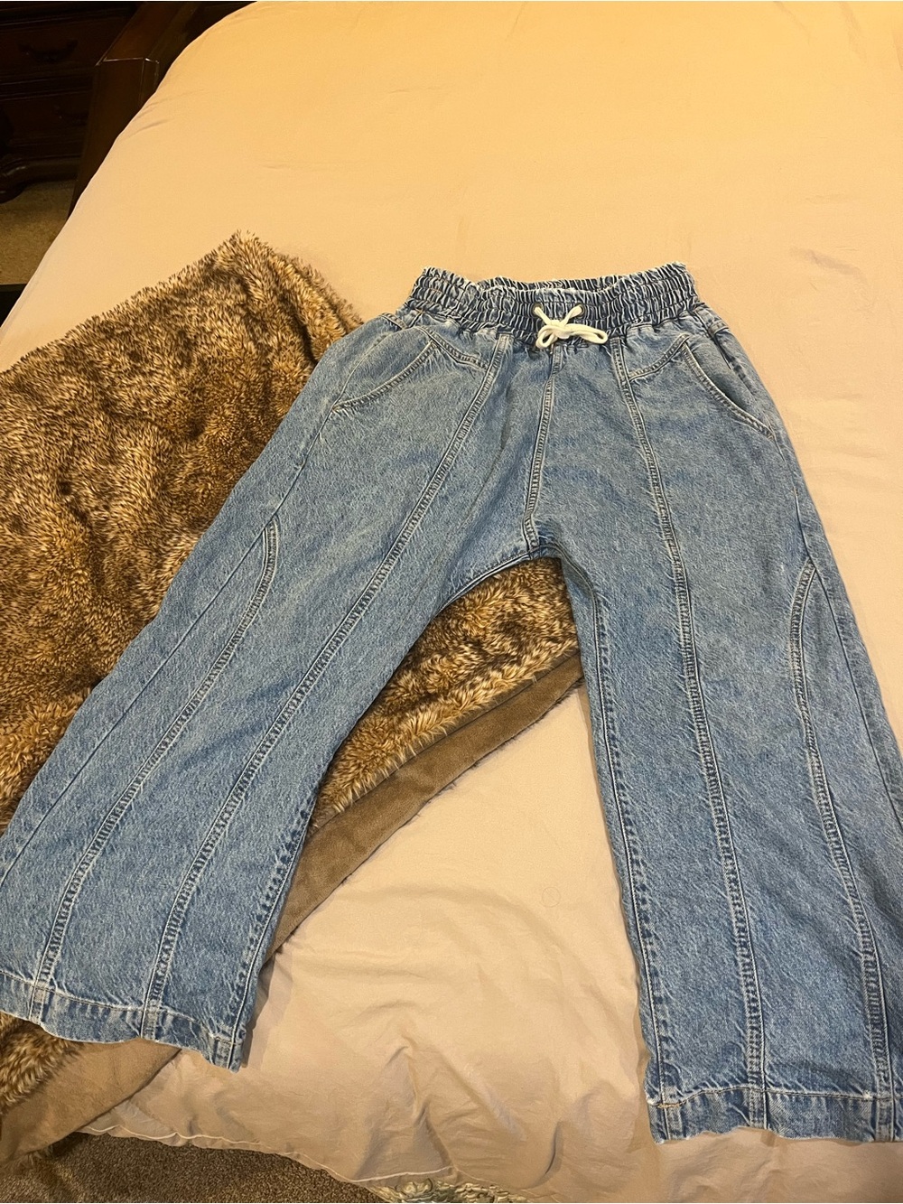 Free People Light Blue Denim Wide Leg Jeans